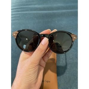 New $ 430. Ermenegildo Zegna Shiny Black & Smoke Round Sunglasses EZ0081-5101A